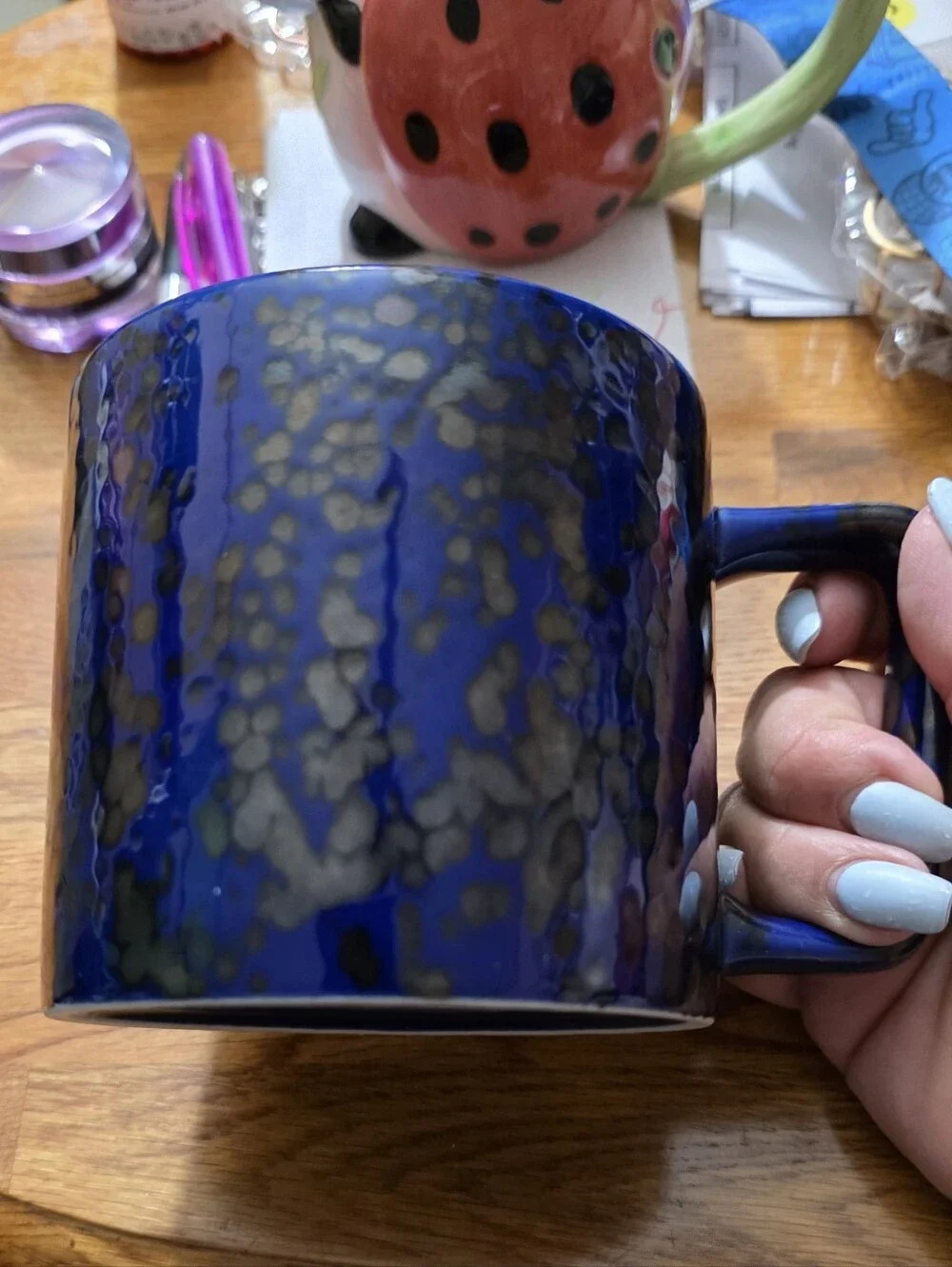 Starbucks 2020 Radiant Cobalt Blue Metallic Speckled Ceramic Coffee Mug 14oz